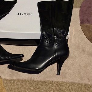 Alfani Topaz Black Soft Leather heeled boot